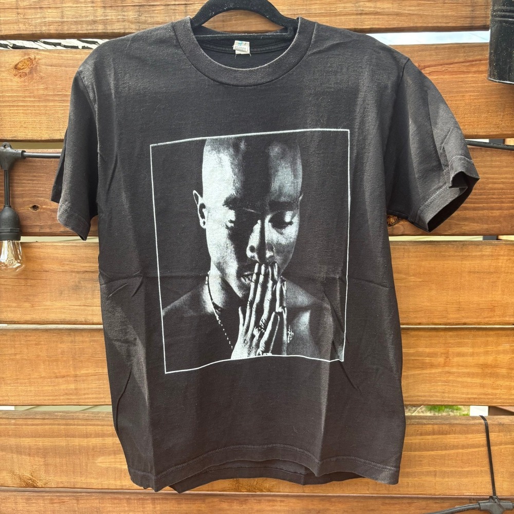 Suna Tupac Graphic Tee Mens Small Black Gently Used Iconic Praying‎ Portrait